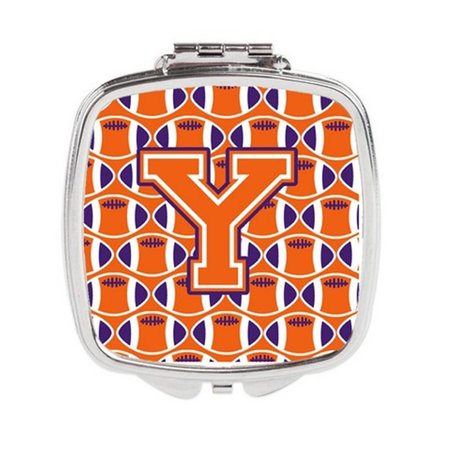 CAROLINES TREASURES Letter Y Football Orange, White and Regalia Compact Mirror CJ1072-YSCM